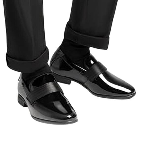 Bruno Marc Boys Size 6 Shiny Black Slip On Loafers Formal Low Heel Tuxedo Shoes - Picture 2 of 8